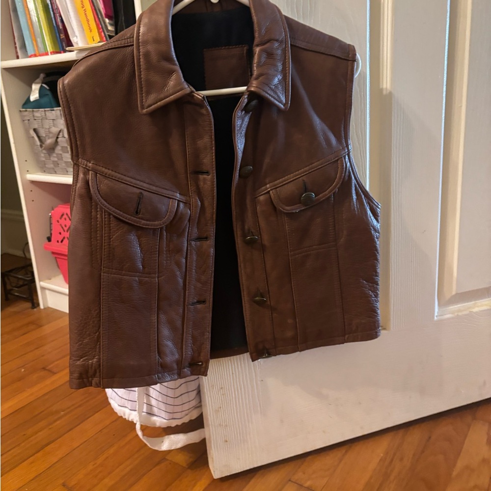 Brown leather vest